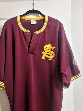 Vintage  Arizona Sun Devils Baseball Jersey Burgundy Yellow Size XXL Like New